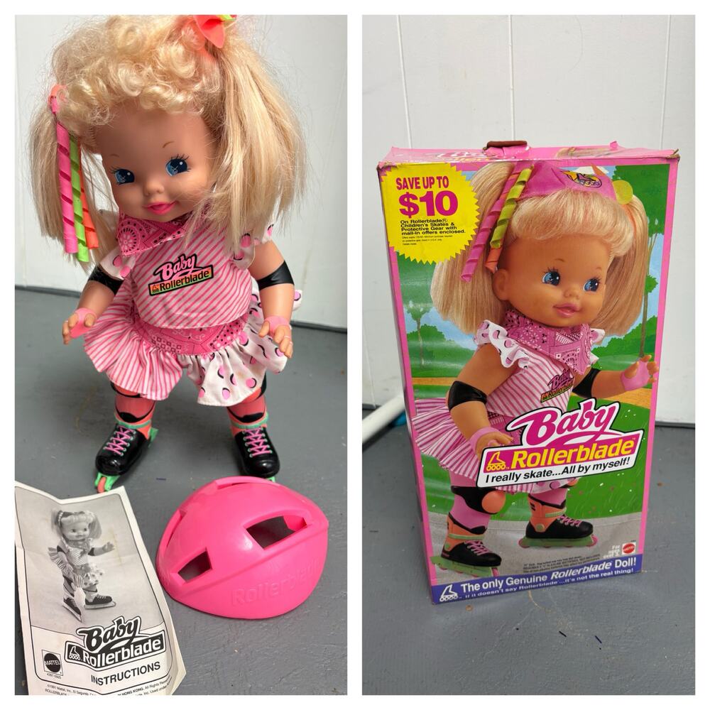 Mattel Vintage Baby Rollerblade Doll 1991 Original Box Roller Skating